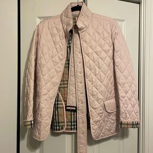 Burberry Pink Quilted Jacket with Zipper and Belt